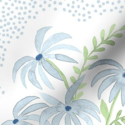Pearl's Bouquet Soft Blue and Light Green | Spoonflower