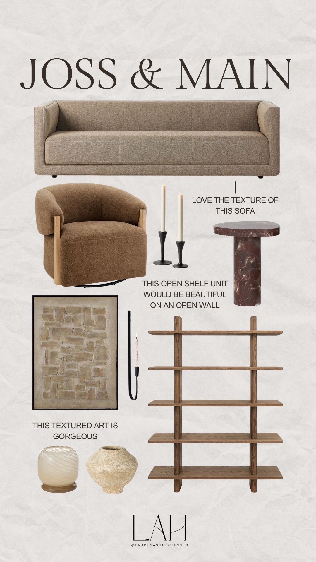 Joss & Main new finds, favorites, and arrivals! A beautiful mix of neutral modern organic home finds. A blend of textures, materials, and shapes for a functional and design forward space. 

#LTKHome #LTKSeasonal