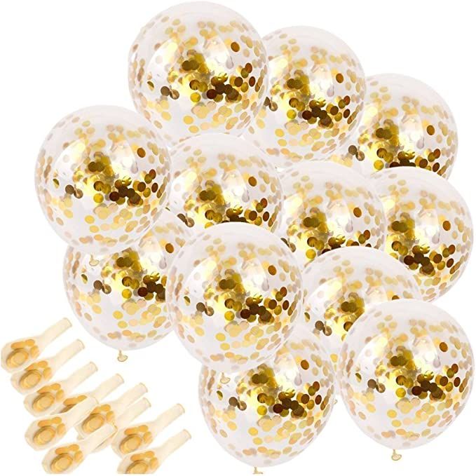 Gold Confetti Balloons 20 Pieces, 12 Inches Party Balloons With Golden Paper Confetti Dots For Pa... | Amazon (US)