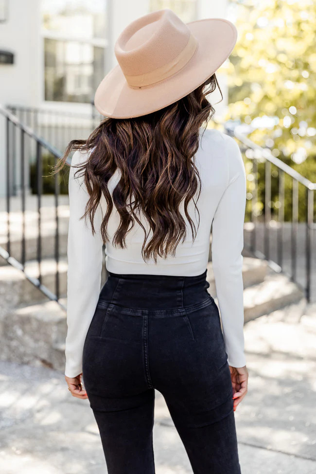 Hit Or Miss Ivory Mock Neck Bodysuit | Pink Lily