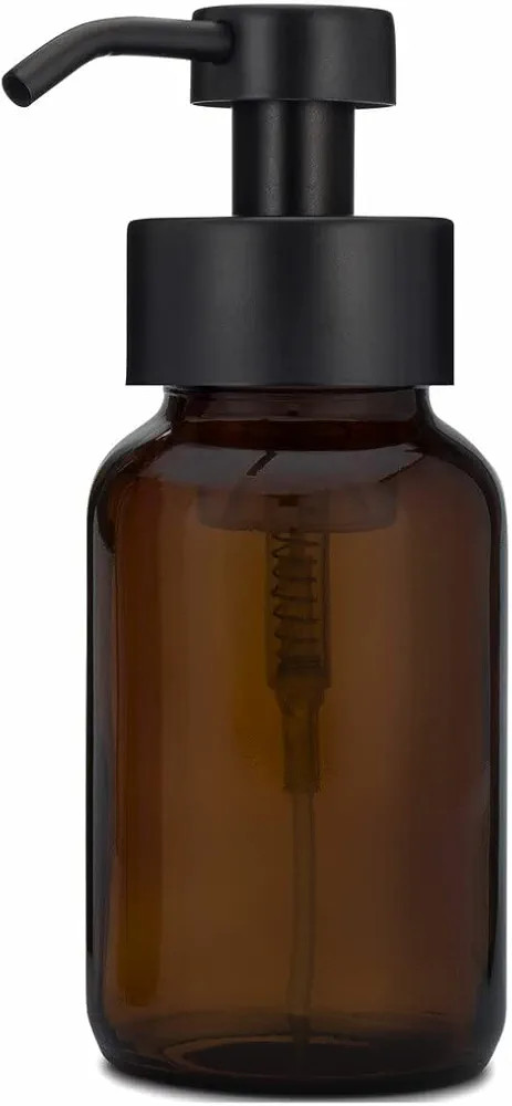 Rail19 Amber Glass Apothecary Foaming Soap Dispenser with Metal Pump - for Kitchen and Bathroom C... | Amazon (US)