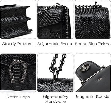MYHOZEE Crossbody Bags for Women - Snake Printed Clutch Purses Leather Chain Shoulder Bags Evenin... | Amazon (US)
