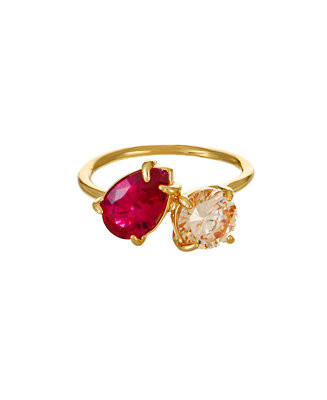 ETTIKA 18K Gold Plated Brass Colored Topaz Cubic Zirconia Ring - Macy's | Macy's