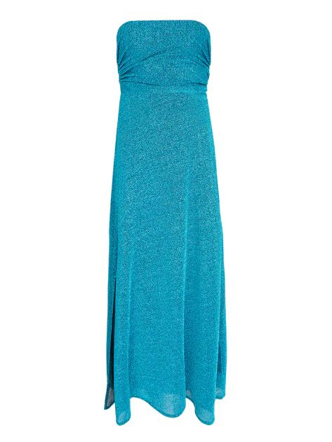 Blue Lurex Bandeau Wrap Dress | Beach Flamingo