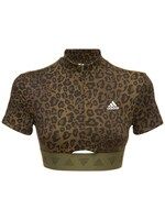 Adidas Performance - Leopard print crop compression t-shirt - Green | Luisaviaroma | Luisaviaroma