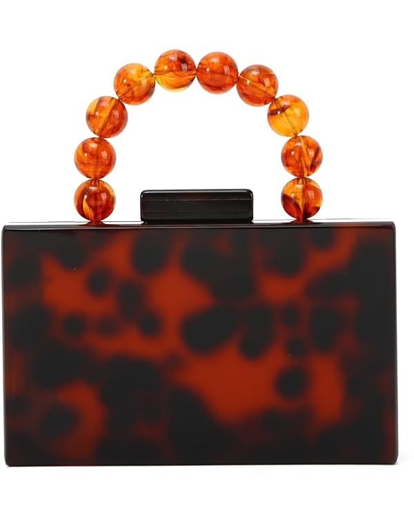 KUANG! Women Acrylic Clutch Purse Evening Bag Marbling Handbags Crossbody Bag with Pearl Chain fo... | Amazon (US)