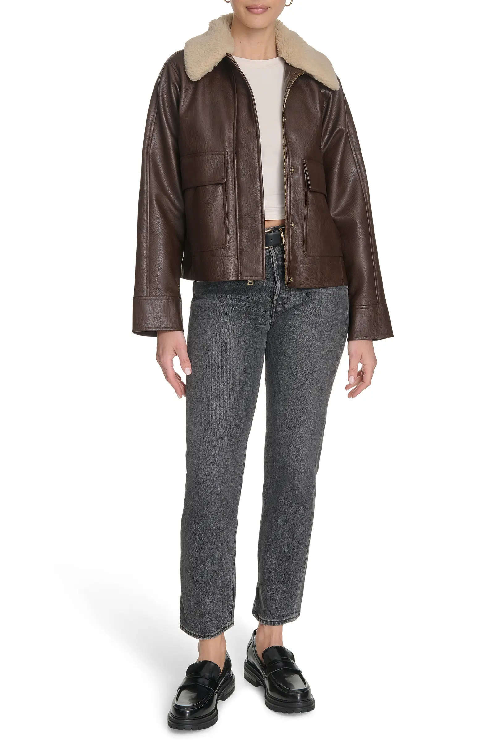Levi's® Faux Leather Aviator Jacket with High Pile Fleece Collar | Nordstrom | Nordstrom