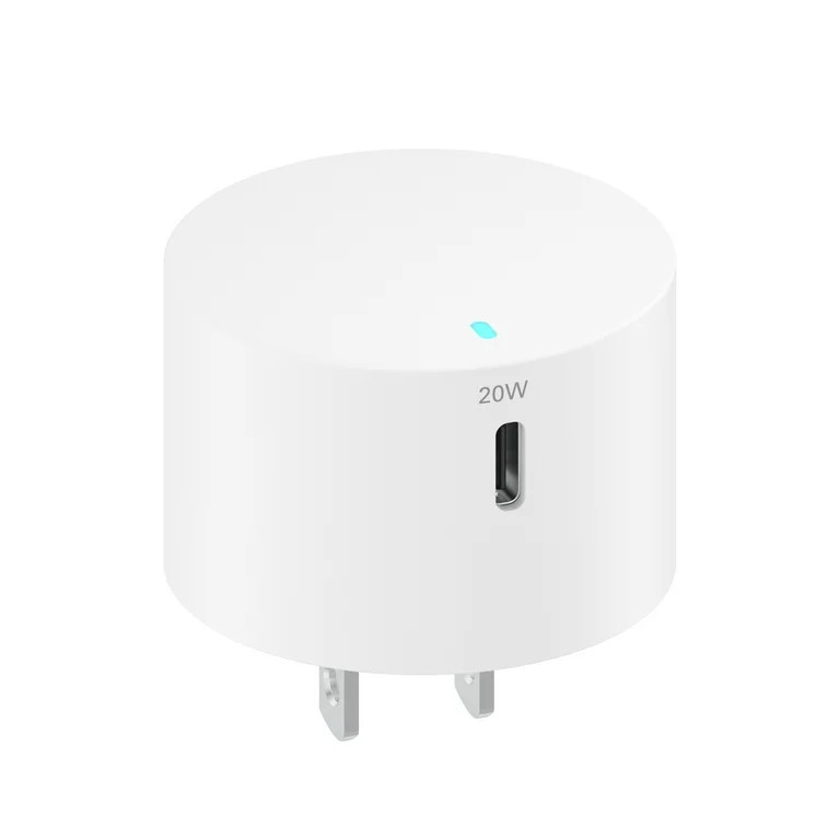 onn 20W Single USB-C Port Wall Charger, Fast Charging, USB-IF Certified, Foldable Plug, White - C... | Walmart (US)