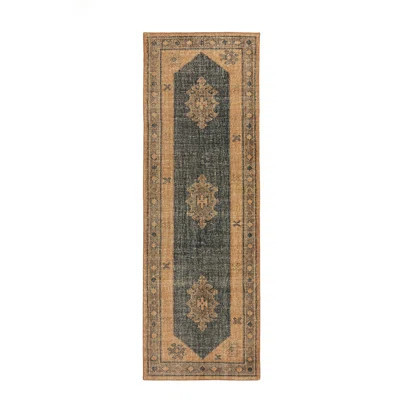Samsa Hand Knotted Cotton Blend Area Rug in Navy/Beige | Perigold