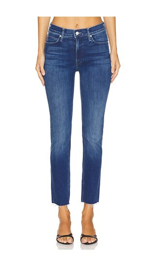 MOTHER The Mid Rise Dazzler Ankle Fray Jeans in Denim-Medium. - size 29 | Revolve Clothing (Global)