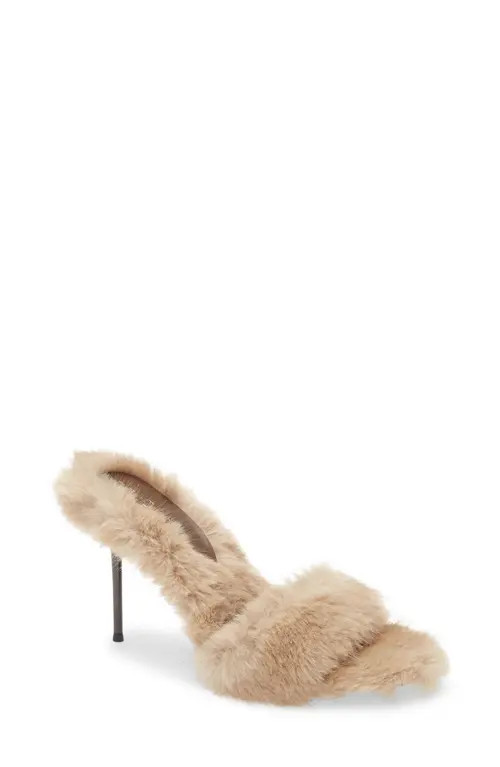 Jeffrey Campbell Big Mama Faux Fur Sandal in Oyster Grey at Nordstrom, Size 9.5 | Nordstrom