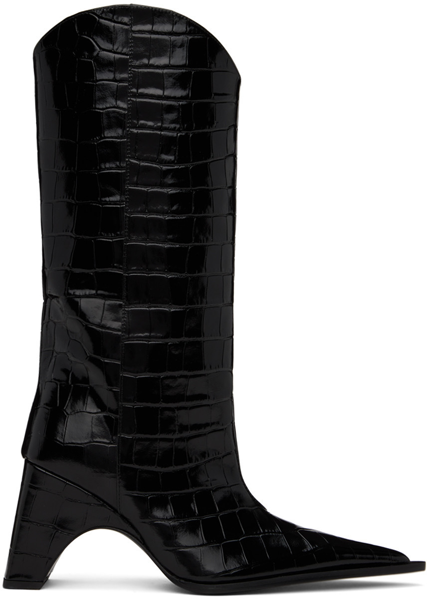 Coperni Black Croco Bridge Cowboy Boots | SSENSE