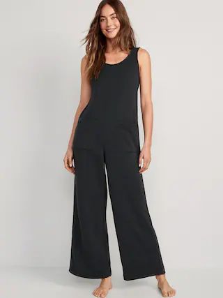 Sleeveless Loose Marled Fleece Lounge Jumpsuit for Women | Old Navy (US)