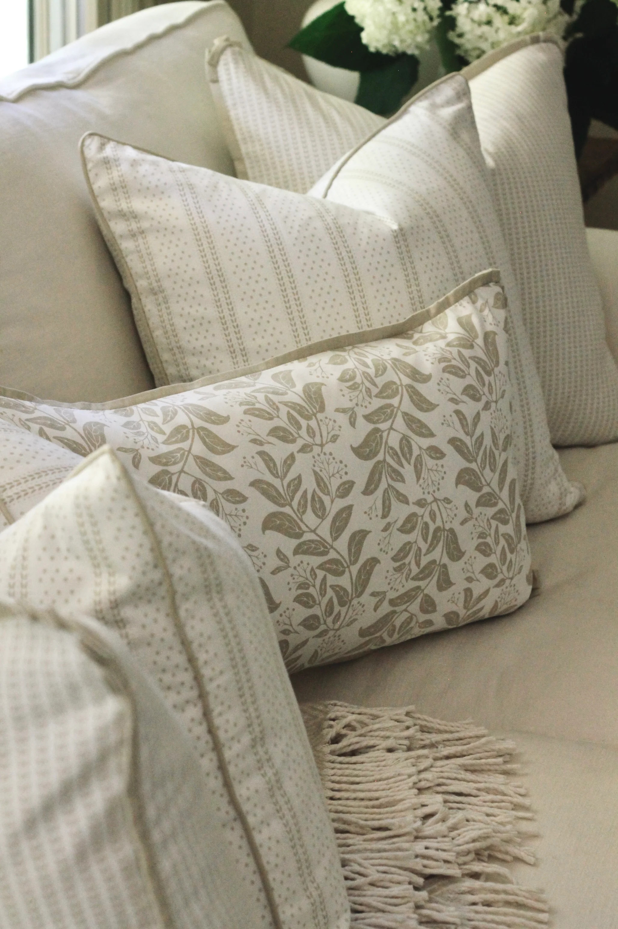 Privet Hedge Pillow Covers in Cream | 3 sizes | JSH Home Essentials