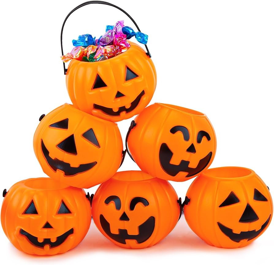 3 otters 12PCS Halloween Pumpkin Buckets, Pumpkin Candy Buckets with Handle Trick or Treat Pumpki... | Amazon (US)