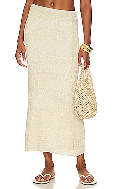 SNDYS x REVOLVE Crochet Maxi Skirt in Beige Shimmer from Revolve.com | Revolve Clothing (Global)