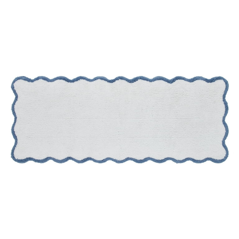 My Texas House Whitney Blue Scallop Cotton Bath Rug Runner, 24" x 60" | Walmart (US)