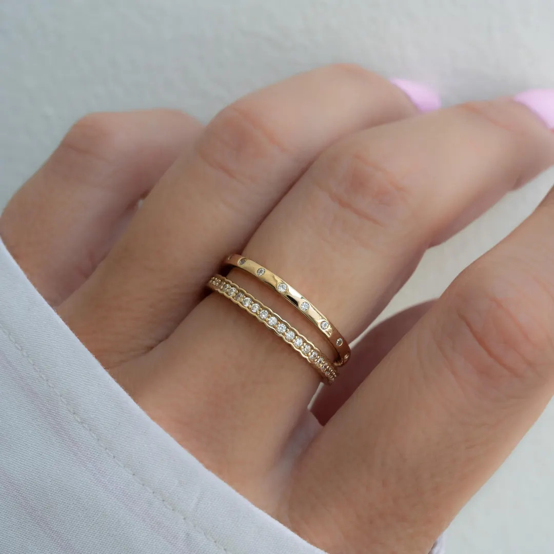 2 Rings Set, Stackable Rings, Eternity Rings, Silver Rings, Bezel Ring Set, Jewelry Set, Gift for... | Etsy (US)