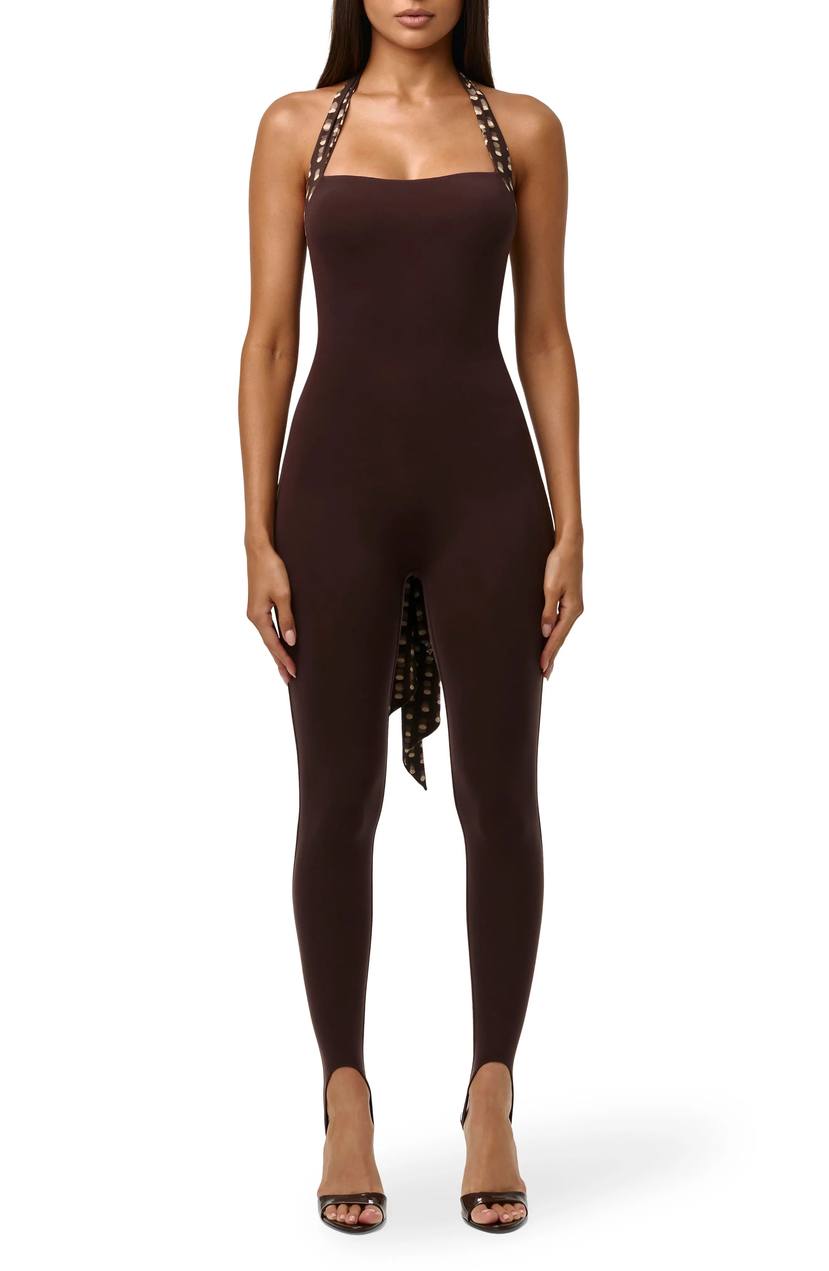 Naked Wardrobe Chiffon Strap Stirrup Jumpsuit (Women) | Nordstrom | Nordstrom