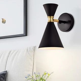 1-Light Wall Sconce with brass accents - Black | Bed Bath & Beyond