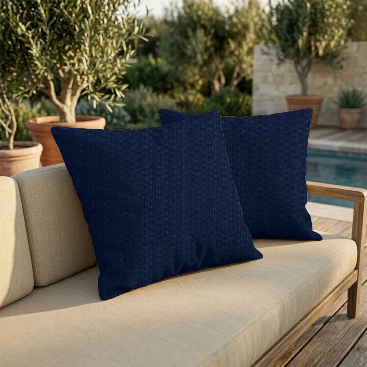Pack of 2 Sunbrella® Outdoor Throw Pillows, Square Throw Pillows Inserts with Covers, Decorative... | Wayfair North America