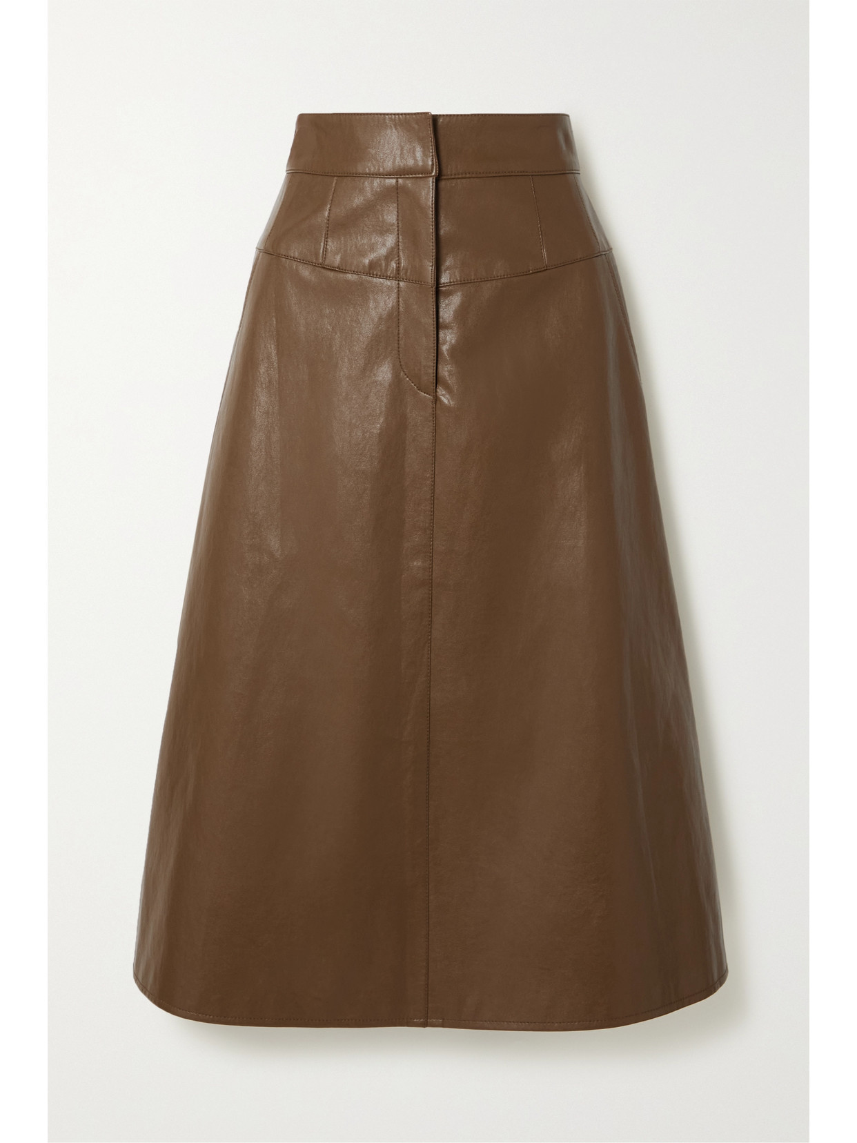 LVIR - Faux Leather Midi Skirt - Brown | NET-A-PORTER (US)