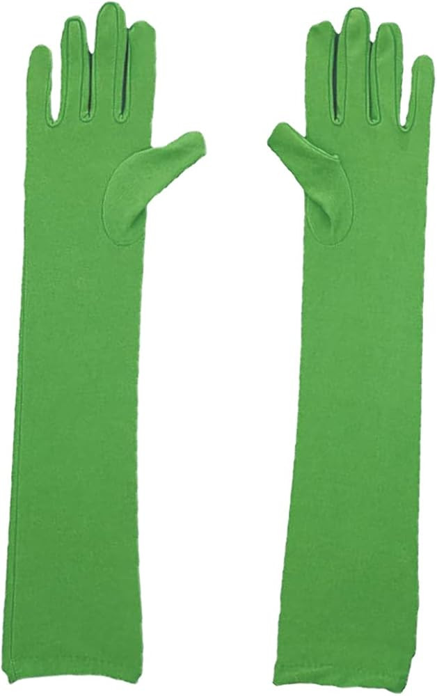 NUMJAW Long green gloves women costume Tight Spandex Stretchy Gloves Stain Elastic Gloves Wedding... | Amazon (US)