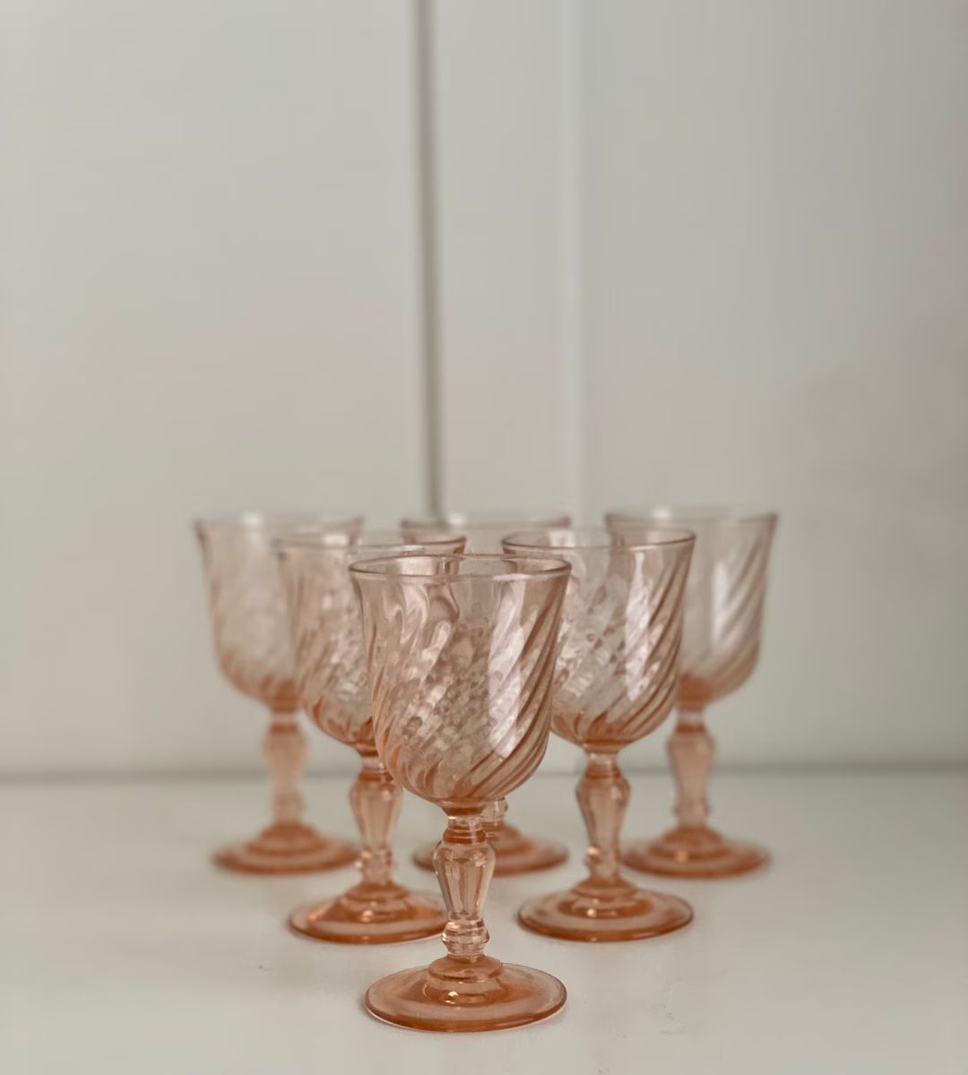 Rosaline Pink Swirl Cordial Glass by Cristal D’Arques - Durand, Arcoroc, Luminarc Optic Swirl, ... | Etsy (US)