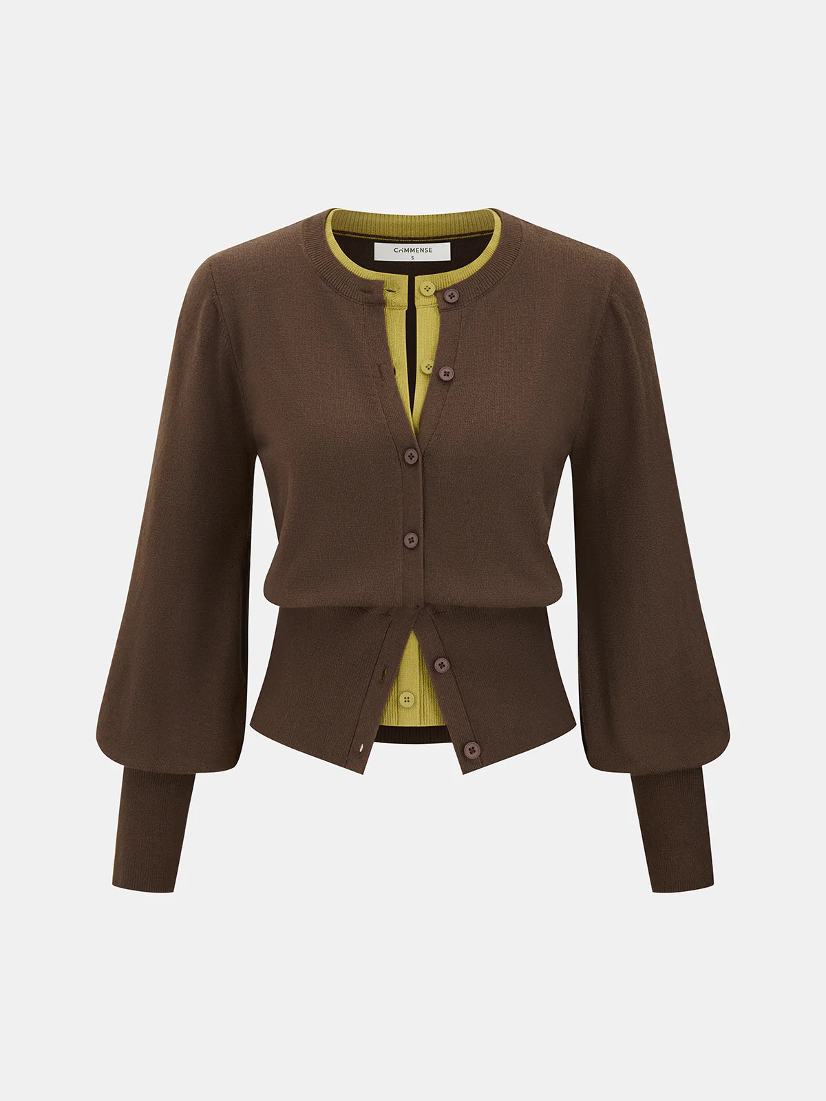 2 in 1 Layered Puff-Sleeve Cardigan | Commense