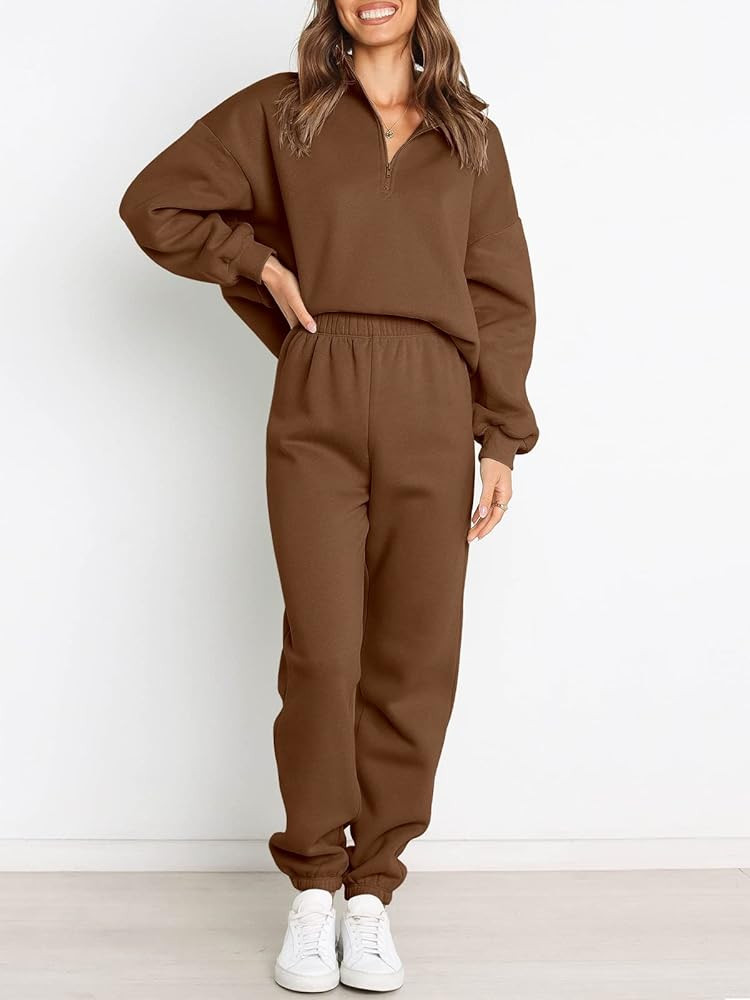 Prinbara Womens Half Zip Pullover Long Sleeve Sweatshirt Jogger Pants Lounge Sets 2 Piece Outfits Sw | Amazon (US)