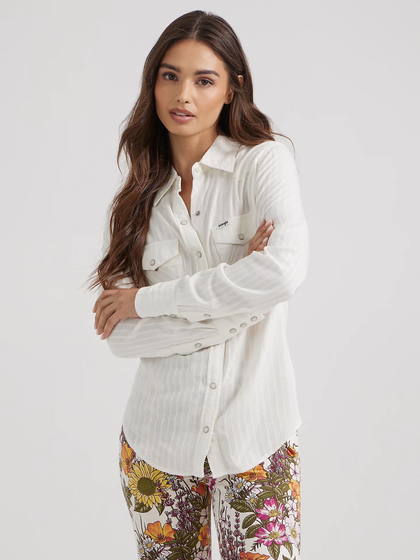 Women's Western Slim Fit Shirt in Vintage White | Wrangler