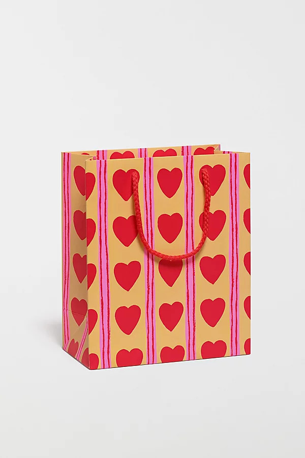 Red Cap Cards Red Cap Heart Stripes Medium Gift Bag at Urban Outfitters | Urban Outfitters (US and RoW)