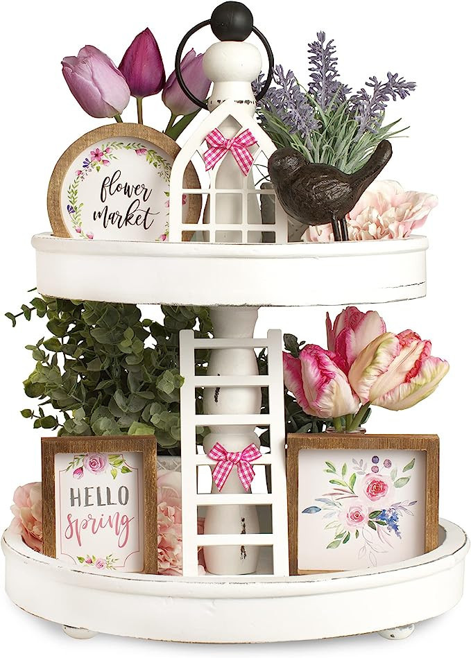 The Ultimate Farmhouse Tiered Tray Decor Set - Beautiful Year Round Seasonal & Holiday Decoration... | Amazon (US)