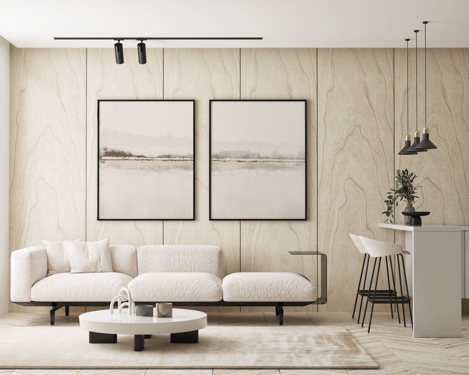 Printable Gallery Set of 2 Abstract Painting Prints | Modern Simple Light Neutral Tones Brush Str... | Etsy (US)