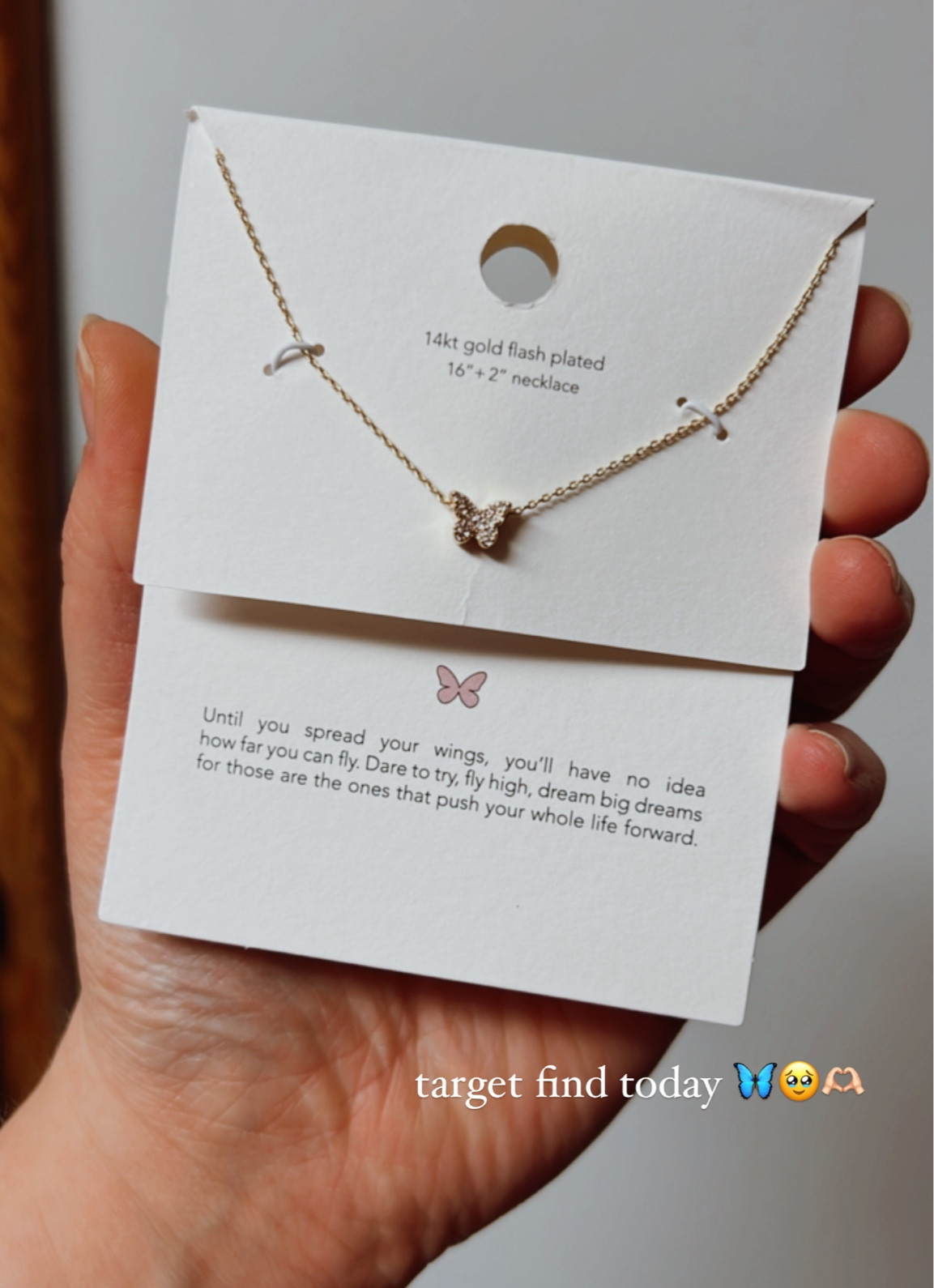 Beautiful 🦋✨
14 KT gold flash plated, 16 + 2 inch necklace — so dainty & gorgeous — target FIND   

#LTKbeauty #LTKstyletip #LTKGiftGuide