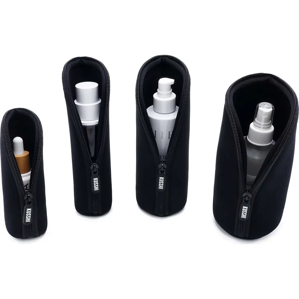KUSSHI Set of 4 Travel Bottle Protectors in Black at Nordstrom | Nordstrom