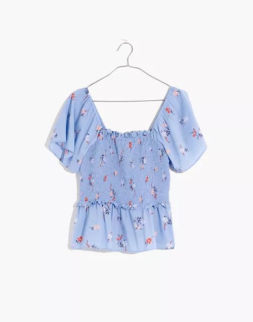 Smocked Flutter-Sleeve Top in Aloha Floral | Madewell