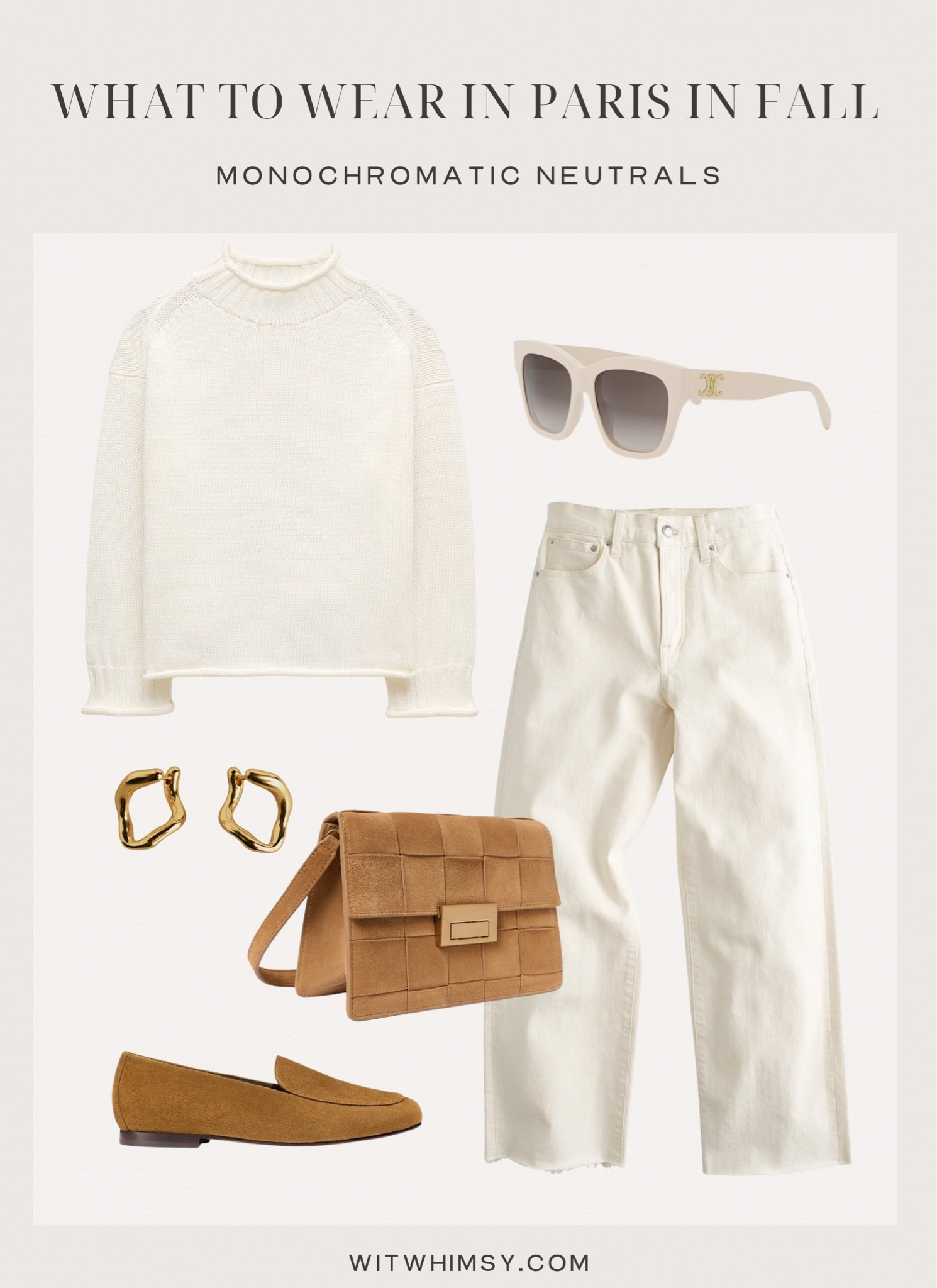 What to wear in Paris in the Fall

Monochromatic neutrals
Light sweater
Suede crossbody 
Loafers

#LTKSeasonal #LTKTravel