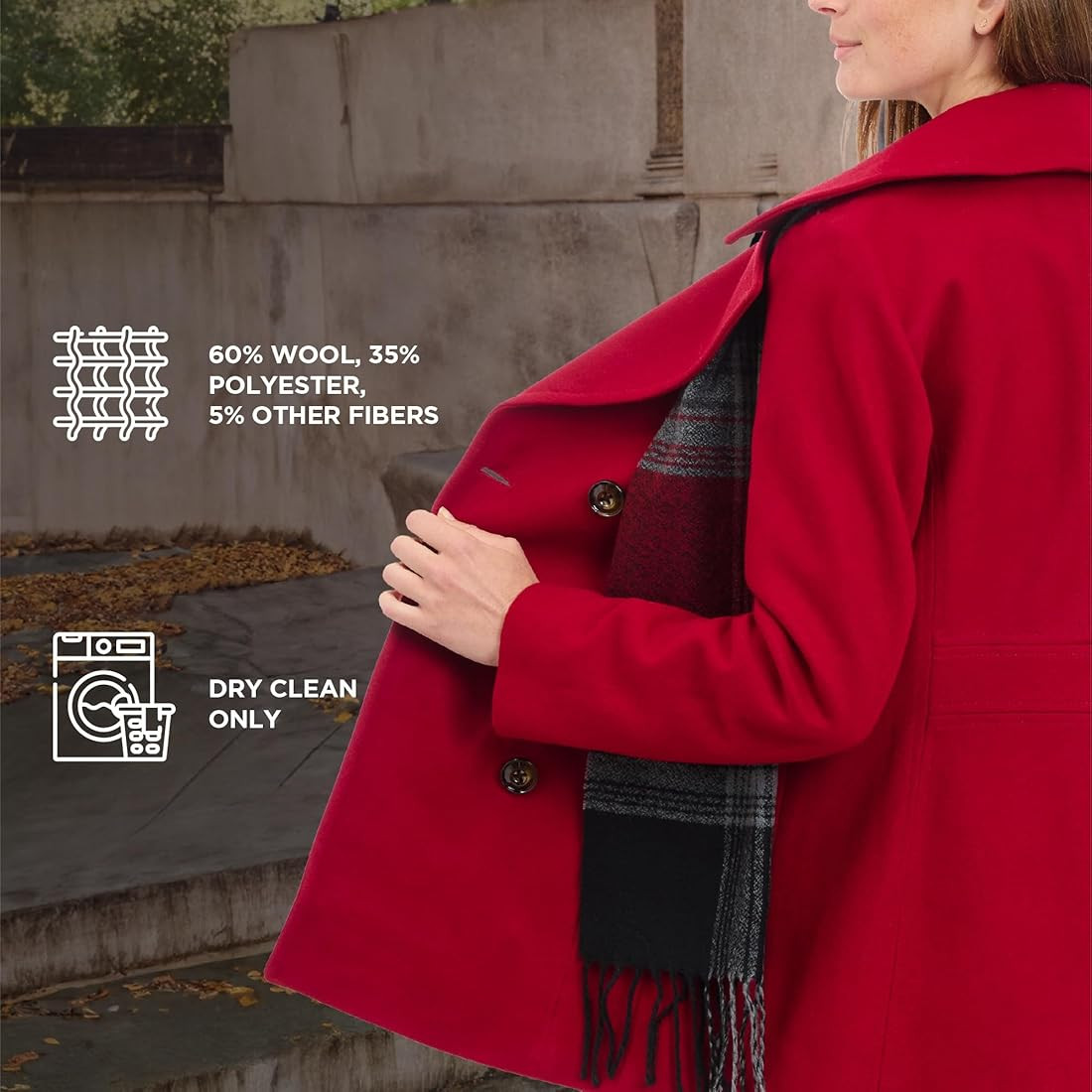 LONDON FOG Women's Double Breasted Peacoat with Scarf | Amazon (US)