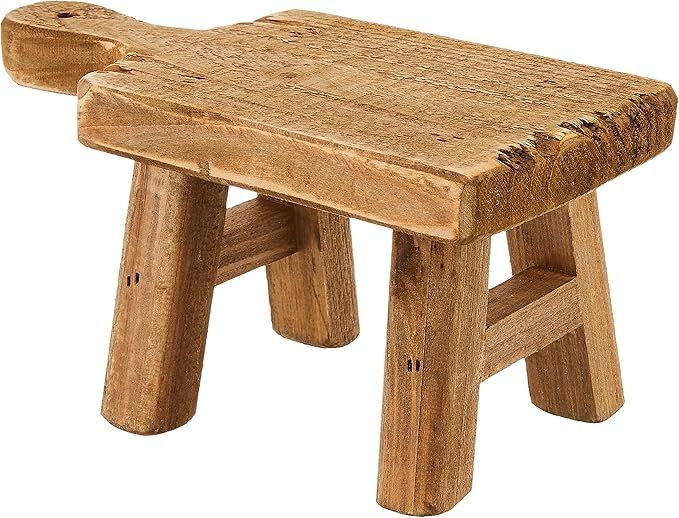 Creative Co-Op Rectangle Wood Pedestal with Handle, Small, Brown | Amazon (US)