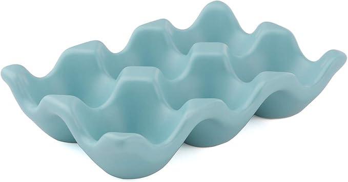 Ceramic Egg Holder 6 Cups Porcelain Egg Tray Set Kitchen Restaurant Fridge Storage Decorative Acc... | Amazon (US)