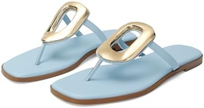 Wnshonzy Flip-Flops for Women Thong Sandals Flat Slip on Slides Beach Comfort Open Square Toe Lad... | Amazon (US)