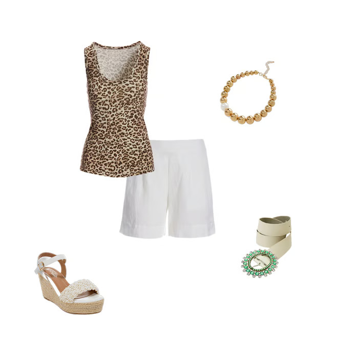 So Effortless Leopard Scoop Neck Tank - Neutral | Boston Proper | Boston Proper