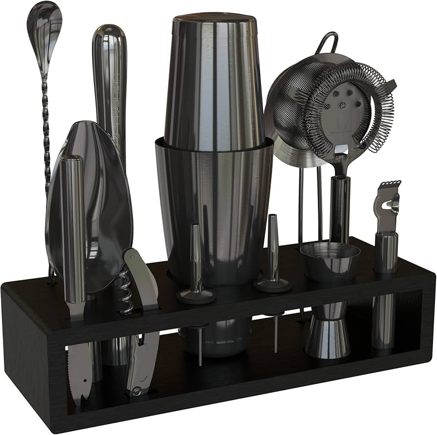 13-Piece Boston Cocktail Shaker Bar Set Gunmetal Plated Bartender Kit Cocktail Shaker Set Black C... | Amazon (US)
