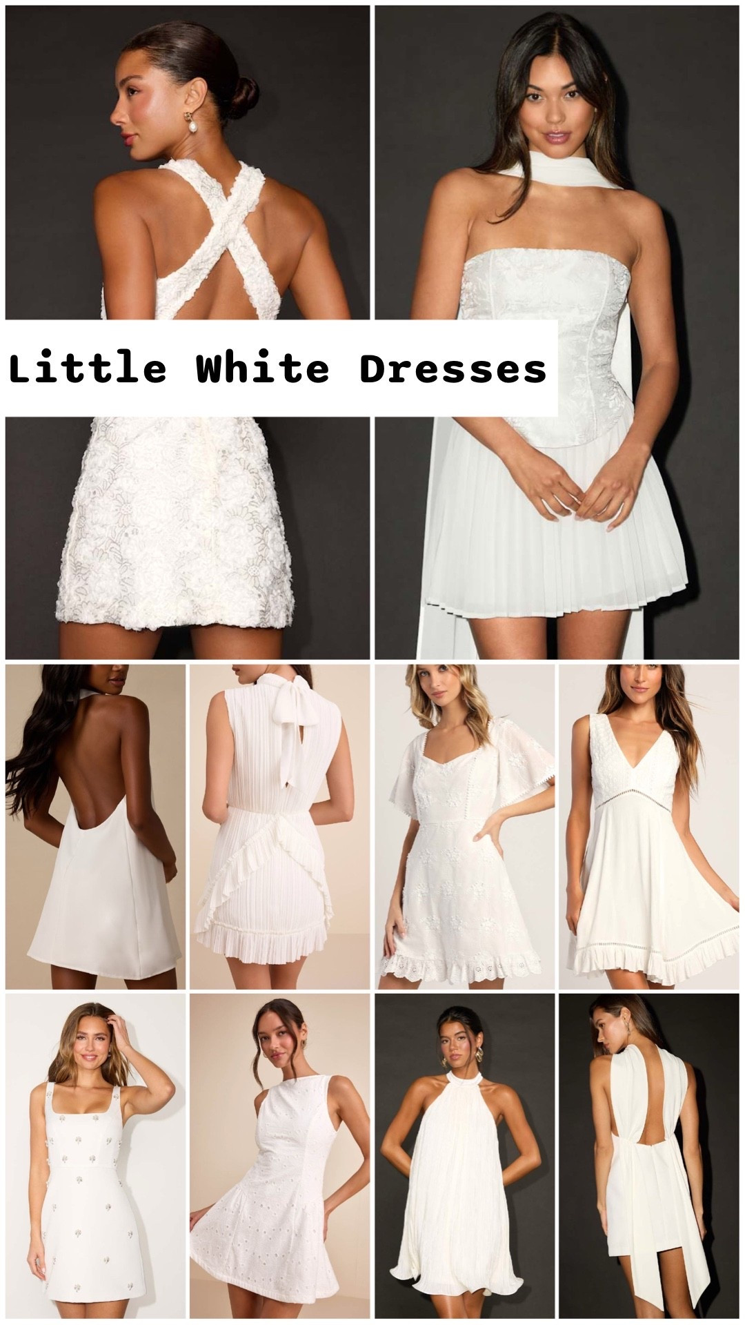 Little white dresses for the bride to be under $100 at Lulus. 

Country concert dresses, summer dresses, resort wear 2026, date night dresses, bachelorette weekend, bachelorette party dresses, honeymoon packing, bridal shower dresses, engagement photo shoot, festival dresses, after party dresses.

#LTKWedding #LTKSeasonal