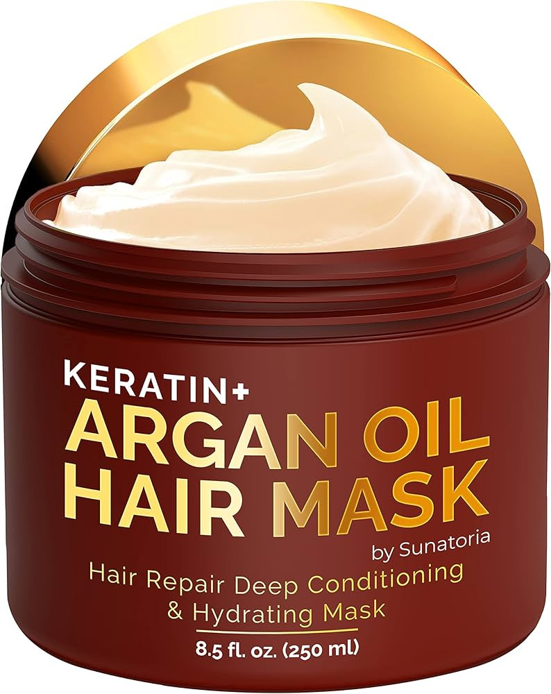 Argan Oil & Keratin Hair Mask - Professional Treatment for Hair Repair, Hydrating & Beauty - Hair... | Amazon (US)