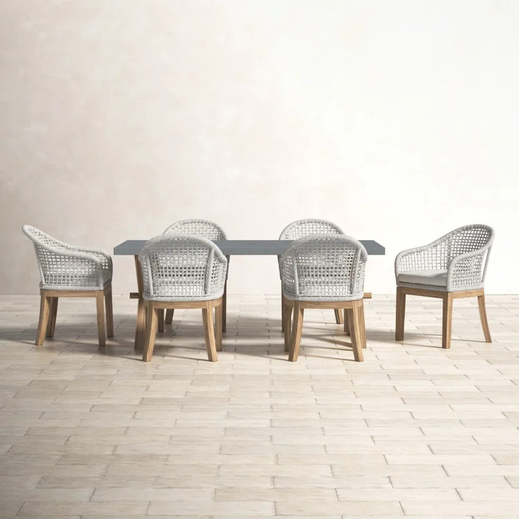 Birch Lane™ Akiva Rectangular 6 - Person 80" Long Teak Dining Set with Cushions | Birch Lane | Wayfair North America