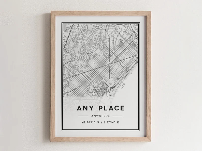 Custom Map Poster Print, Personalized Custom Street Map Decor - Etsy | Etsy (US)