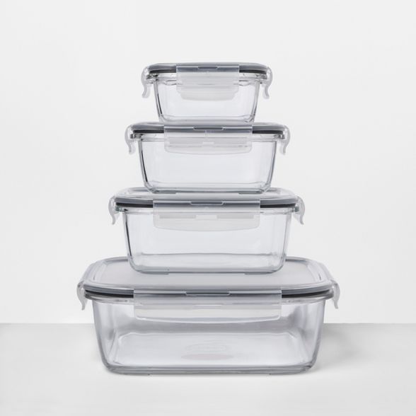 8pc Square Glass Food Storage Container Set - Made By Design™ | Target