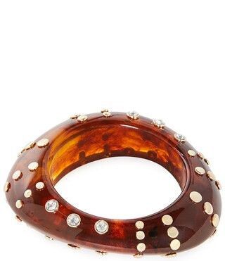 Gemma Layne Organic Resin Tortoise Studded Bangle Bracelet - Crystal/Tortoise | Dillard's